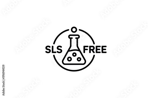 A logo indicating that a product is free from SLS, a common detergent ingredient.