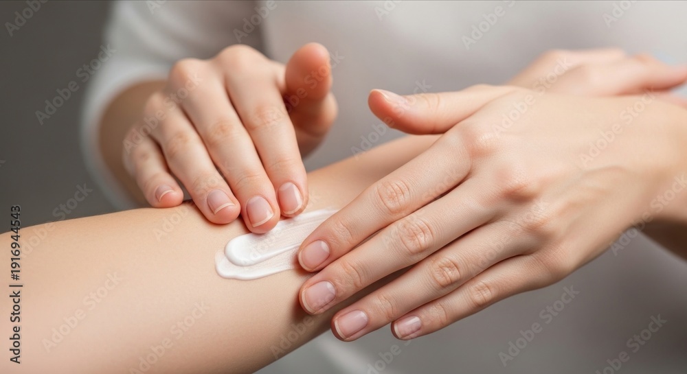 Fototapeta premium Application of Cream on Smooth Skin for Moisturizing Care