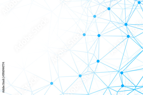 Abstract network of connected nodes with light blue lines on white background