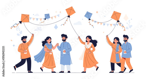 Group of people flying kites together in a joyful celebration outdoors