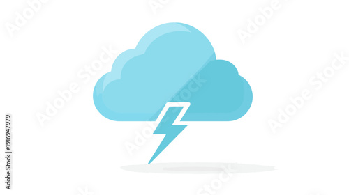 A stylized illustration depicting a blue cloud with a lightning bolt emanating from its center