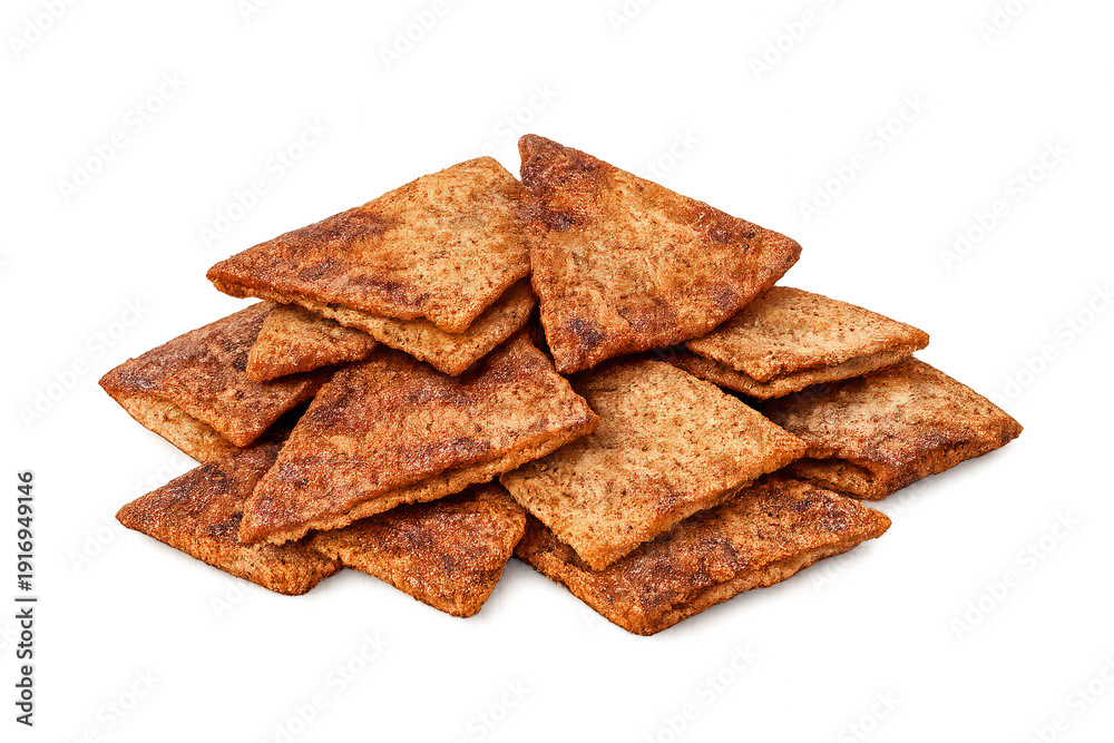 Fototapeta premium Stack of crispy pita chips creating a delicious snack pile, ready for dipping, on transparent background
