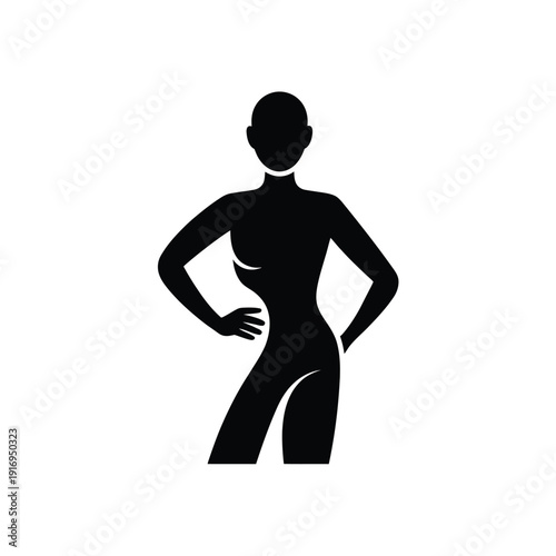 Confident woman standing with hands on hips in a strong and assertive pose. isolated on white background, Vector, illustration
