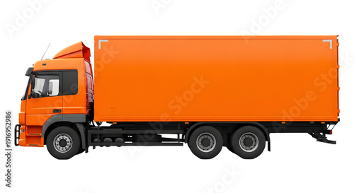 Orange truck mockup png isolated on transparent background