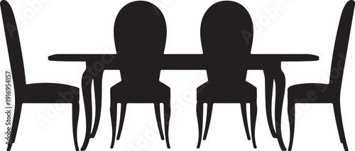 Black chairs and table silhouette furniture