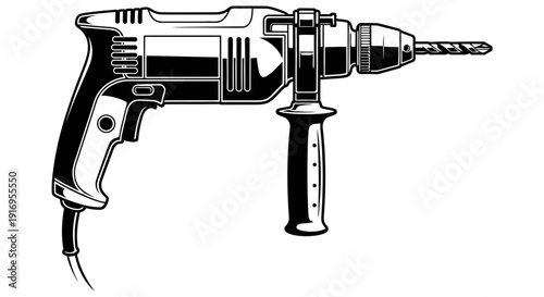 Powerful electric drill on white background for construction and DIY projects with high precision and control