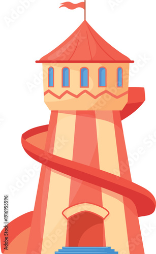 Foto Theme park tower slide ride cartoon icon
