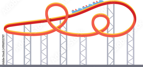 Roller coaster cartoon icon. Amusement park ride
