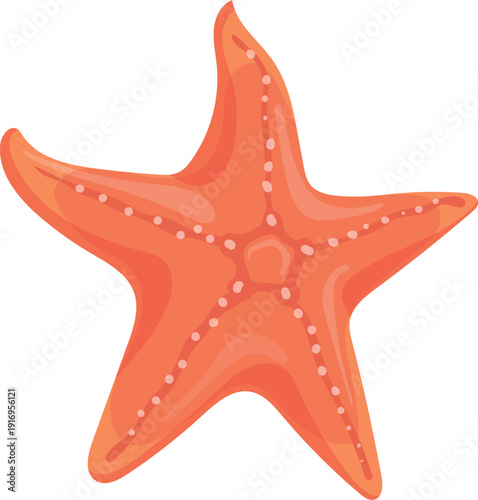 Red starfish cartoon icon. Underwater wild animal