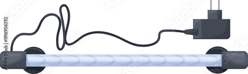 Fish tank lamp. Led electric light cartoon icon