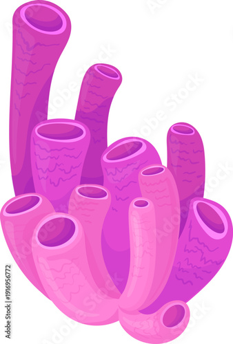 Pipe coral cartoon icon. Stove purple reef
