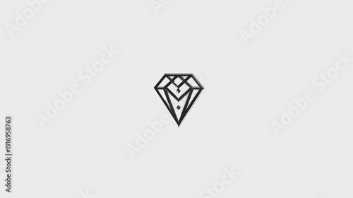 Black diamond-shaped design with rough edges on a light gray background, centered