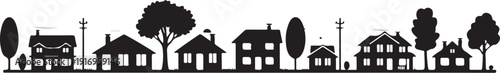 Silhouette of houses and trees in a suburban neighborhood 1