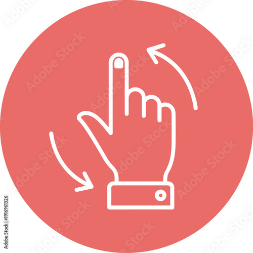 Interactive screen with gesture control line icon. rotate gesture vector sign, linear style pictogram isolated