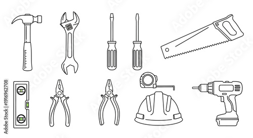 set of tools silhouettes