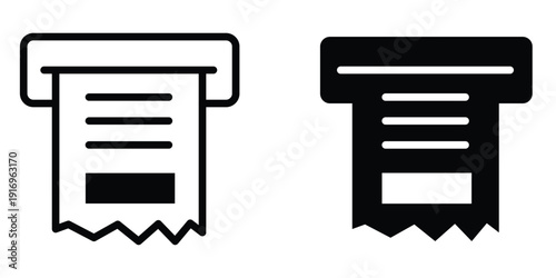 Receipt icon two versions outline and filled black for purchase history