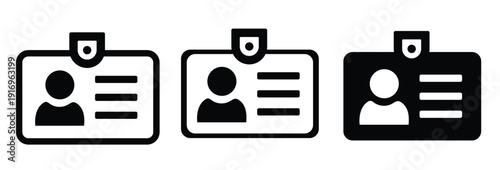 Identity card with human icon and text lines isolated on transparent background