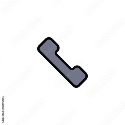 Telephone Handset Icon: Communication Symbol, Old School Phone Receiver, Contact Method Concept, Simple Vector Graphic