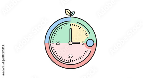 Colorful Stopwatch Timer Clock Face.