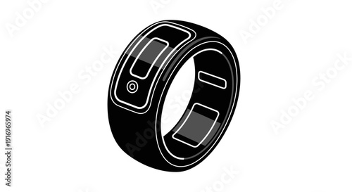 Black Smart Fitness Tracker Device.