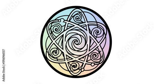 Celtic knot design in circle.