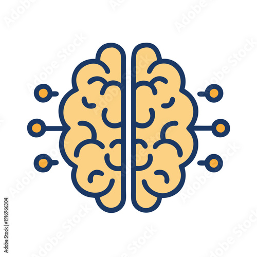 Creative illustration of a brain connected by neural network lines and dots