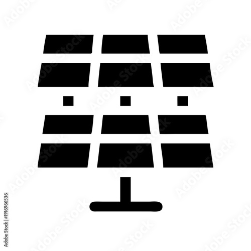 Black and white illustration of a solar panel array mounted on a stand