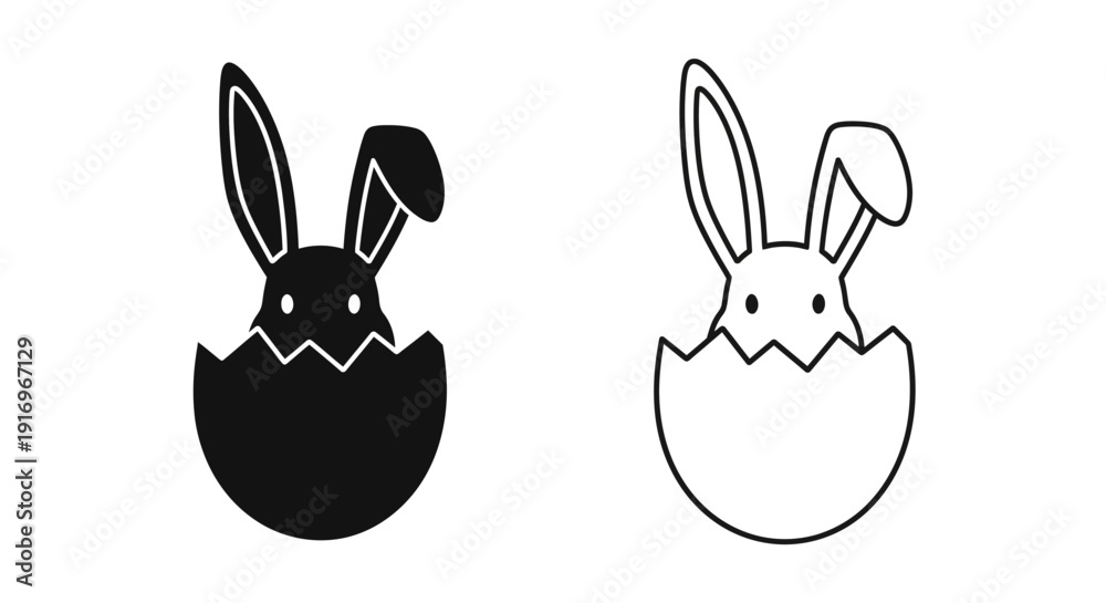 Obraz premium Cute easter bunny egg illustration vector design Vector