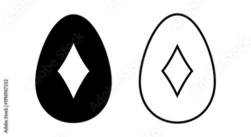 Elegant minimalist egg design with diamond symbol in black and white Vector