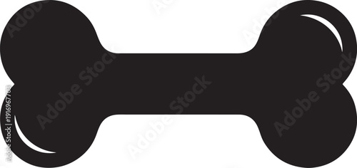 Black dog bone silhouette isolated on white background also transparent background