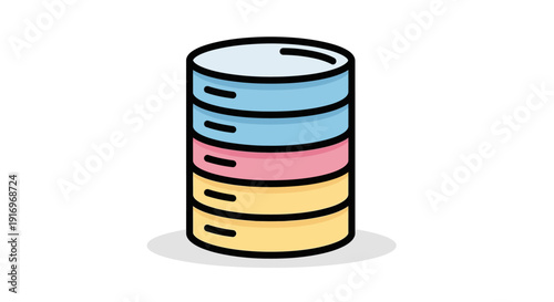 Colorful stacked disk storage device.