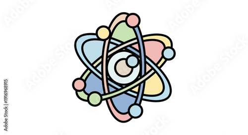 Colorful Atom Structure Model Icon.