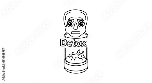 Cartoon detox jar with face.