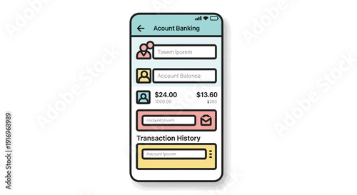 Smartphone screen with mobile banking app.