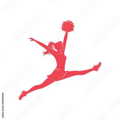 cheerleader jump logo design silhouette vector line art logo design