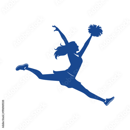cheerleader jump logo design silhouette vector line art logo design