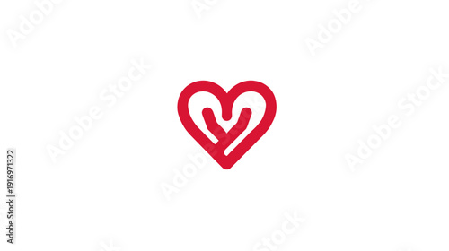 A red heart symbol in the center of a white background, with a unique inner heart design