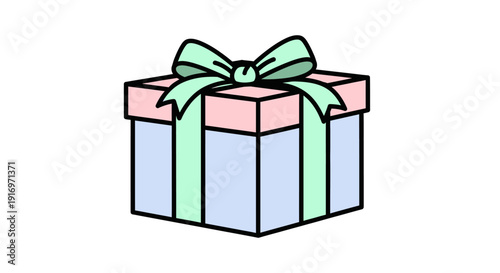 Colorful gift box with ribbon bow.