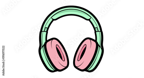 Colorful Pink and Green Headphones.