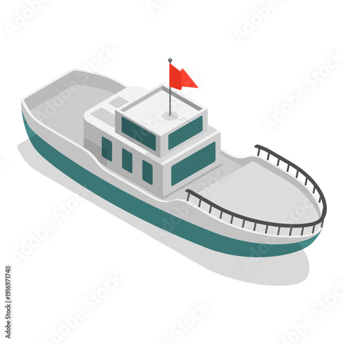 3D Isometric Flat Vector Illustration of Yachts Maritime Ships , Shipping Boats On The Sea. Item 2