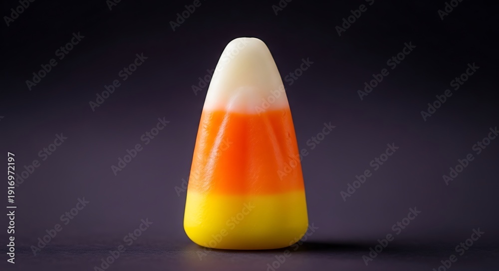 Fototapeta premium A vibrant single piece of classic confectionery featuring white, orange, and yellow segments, symbolizing festive holidays and sweet childhood delights