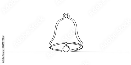 Continuous one line of a school bell, drawn illustration.