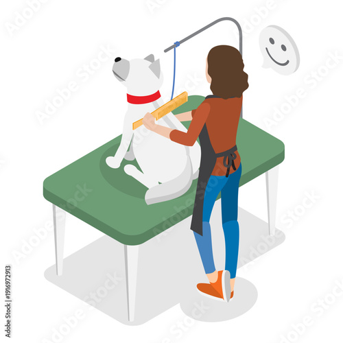 3D Isometric Flat Vector Illustration of Pet Lovers, Veterinary Clinic, Homeless Animals Shelter. Item 5
