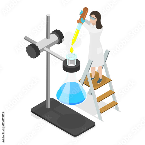3D Isometric Flat Vector Illustration of Physics, Examples Of Exothermic Reactions With Negative Enthalpy Change. Item 4