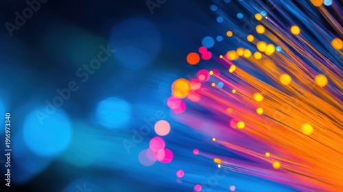 Colorful lights shine brightly, creating patterns in a dark area