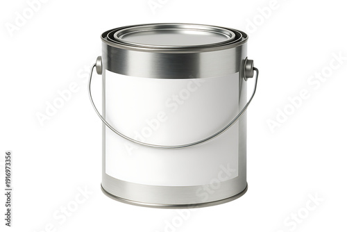 Silver paint can isolated on transparent background
