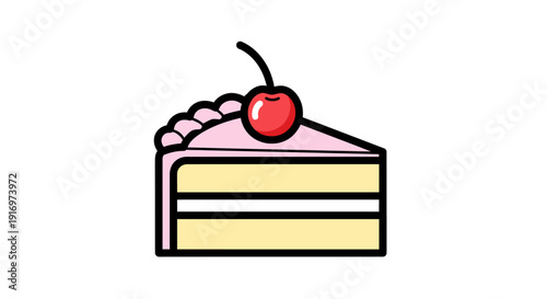 A slice of cake with cherry.