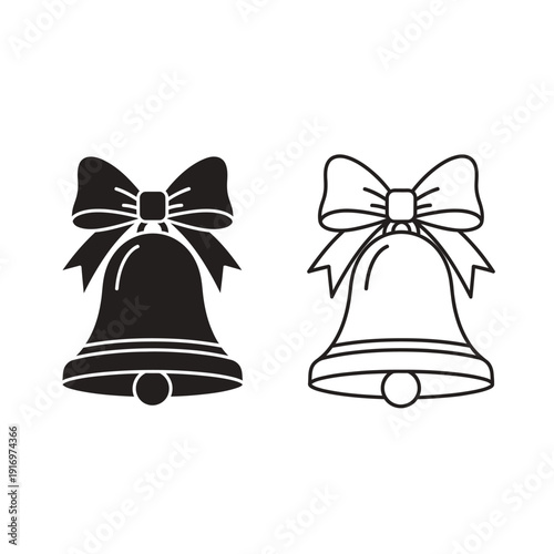 Christmas bell illustration with ribbon bow for holiday season design Vector
