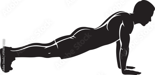 Black silhouette of person doing pushup exercise fitness 1