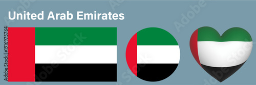 set United Arab Emirates flag icon vector illustration 